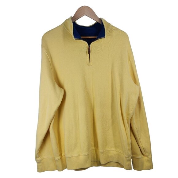 Lands' End‎ Men's Bedford Rib Quarter Zip Sweater Quarter Zip Yellow Men's XL/T - Picture 1 of 8